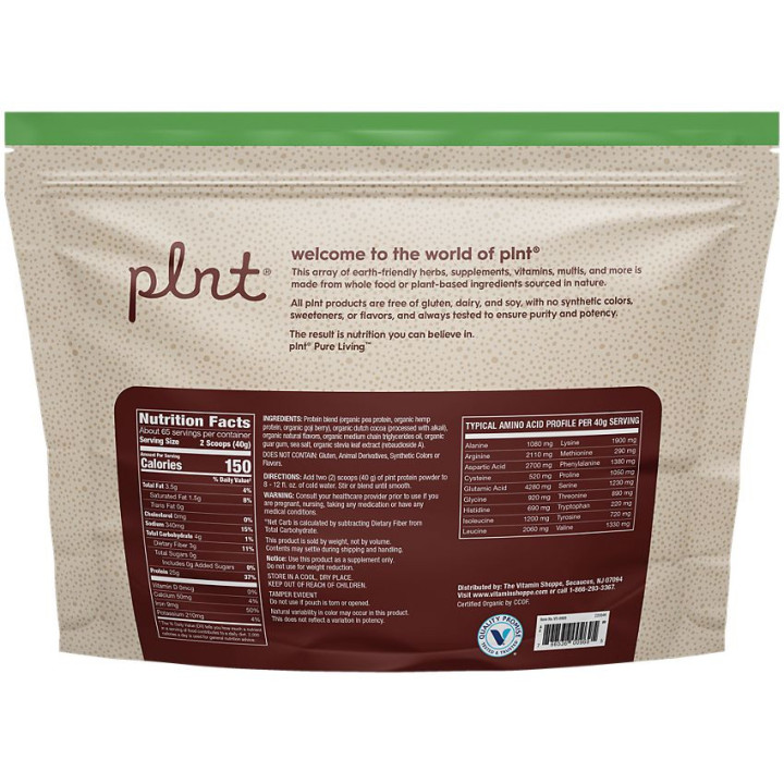 Plnt Organic Protein Chocolate (65 serv) 5.73 lb