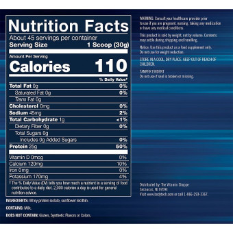 Whey Protein Isolate Unflavored (45 serv) 3 lbs