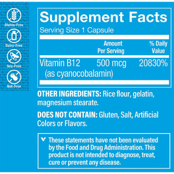 Vitamina B12 500 mcg (100 cap)