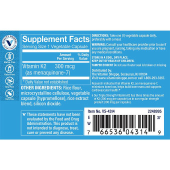 Triple Strength Vitamin K2 300mcg (60 cap)