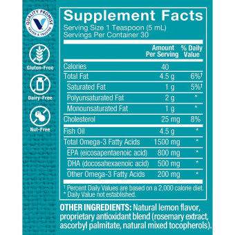 Omega-3 Fish Oil EPA 800 DHA 500 Lemon (5 fl oz)
