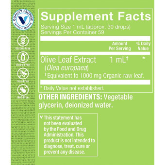 Olive Leaf Extract Organic Alcohol Free 1000 mg (2 fl oz)