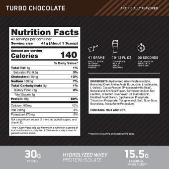 Platinum Hydro Whey Turbo Chocolate (40 serv) 3.5 lb