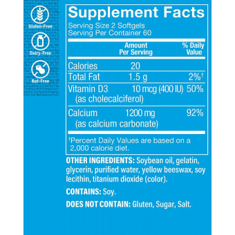Calcium 1200 w/ Vitamin D3 1200 mg (120 Soft)
