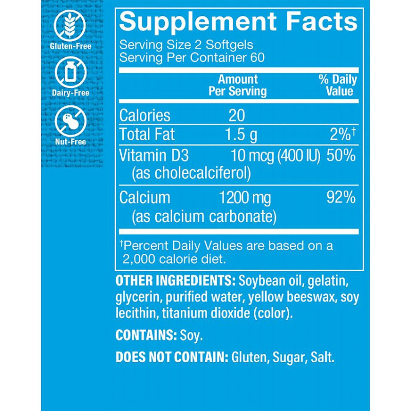 Calcium 1200 w/ Vitamin D3 1200 mg (120 Soft)