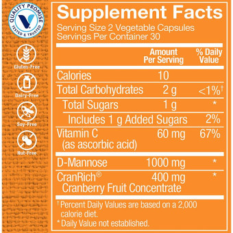 Cranberry w/ D-Mannose (60 veg cap)