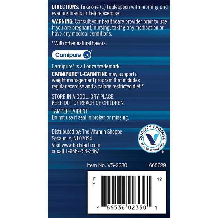 Bodytech Carnipure L-Carnitine Raspberry 1100 mg (16 fl oz)