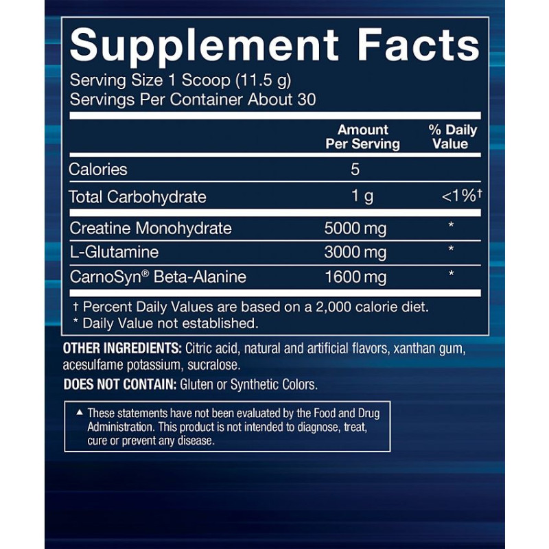 Creatine + Glutamine Fruit Punch (31 serv)
