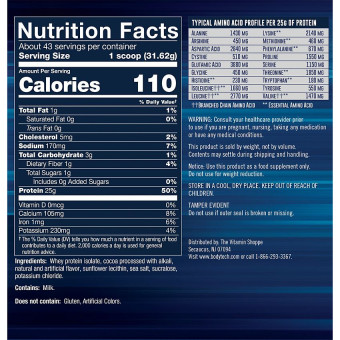 Whey Protein Isolate Rich Chocolate (43 serv) 3 lb
