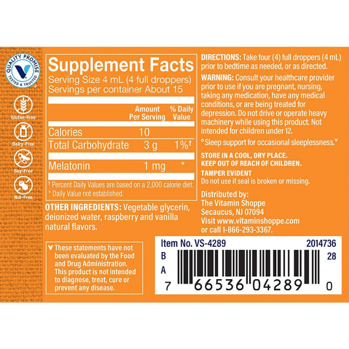 Liquid Melatonin 1 mg Raspberry (2 fl. oz)
