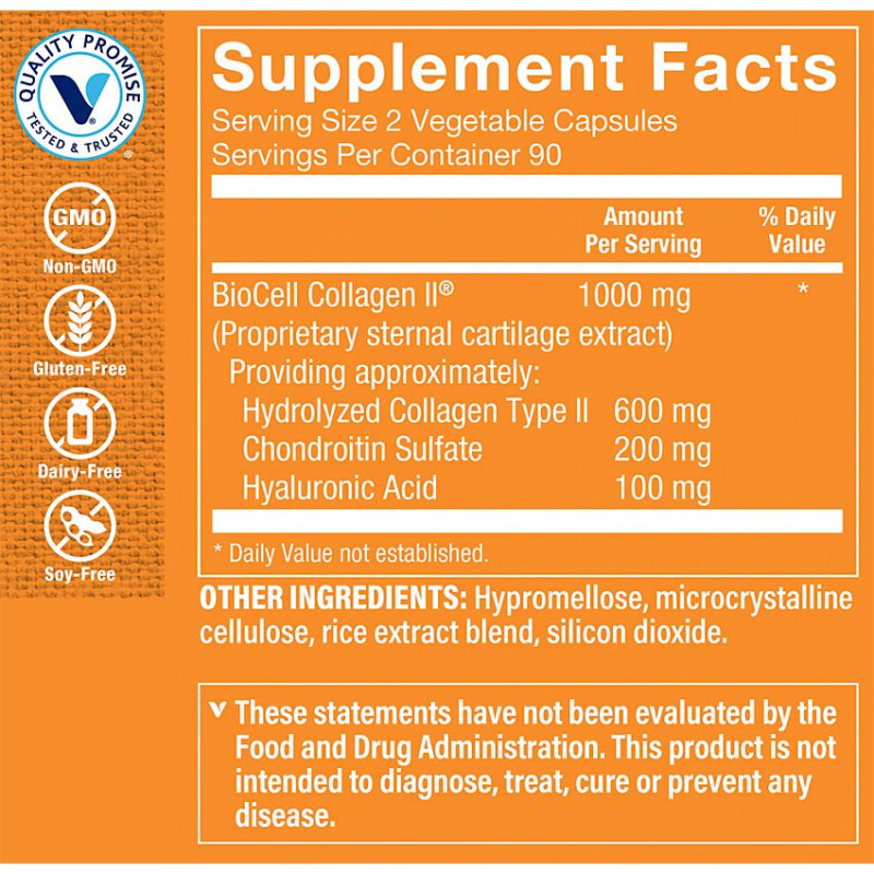 Biocell Collagen II w/ Hyaluronic Acid 1000 mg (180 cap)