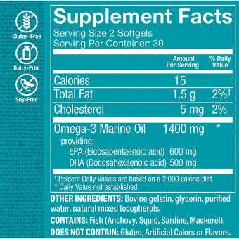 High Potency Omega-3 Mini EPA DHA 1400 mg (60 mini softgels)