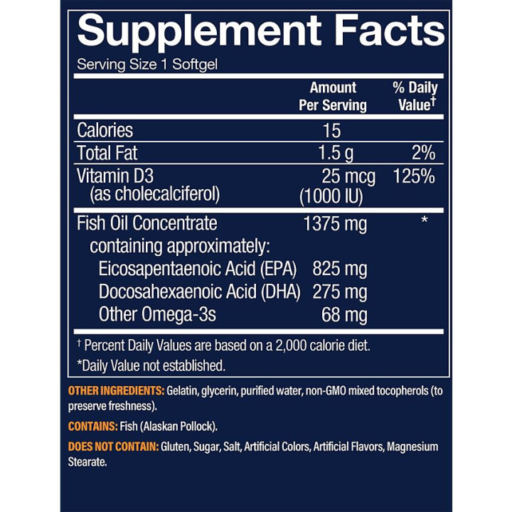 Vthrive Premium Wild Alaskan Fish Oil 1100 mg (120 soft)