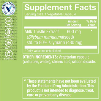 Double Strength Milk Thistle Extract 600 mg (100 cap)
