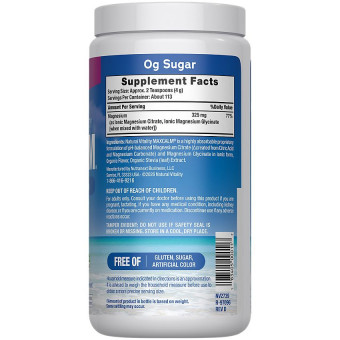 Natural Calm Magnesium Citrate Raspberry-Lemon 325 mg (113 serv)