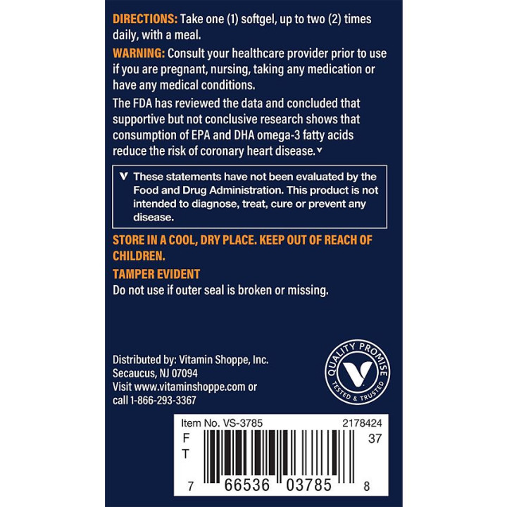 Vthrive Premium Omega-3 Fish Oil EPA DHA 1060 mg w/ Vitamin D3 (120 soft)