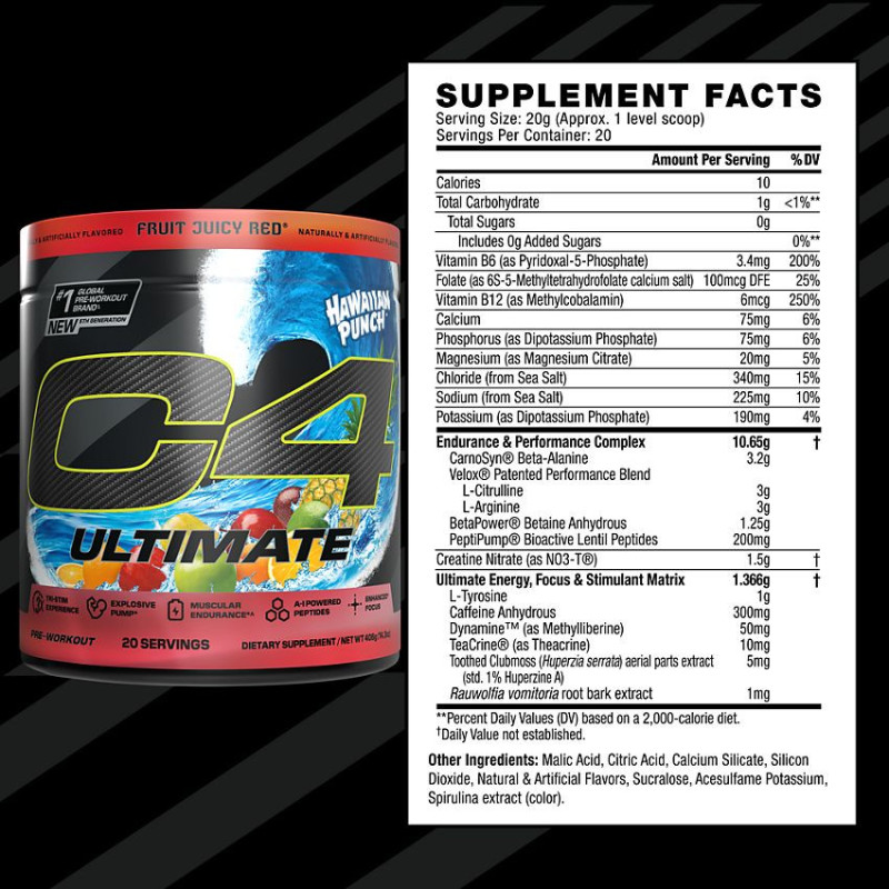 C4 Ultimate Hawaiian Punch Fruit Juicy Red (20 serv)