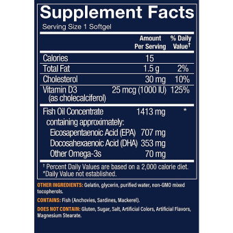 Vthrive Premium Omega-3 Fish Oil EPA DHA 1060 mg w/ Vitamin D3 (60 soft)