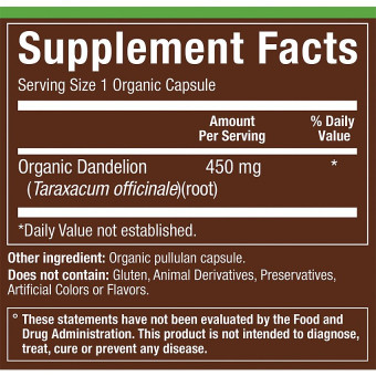 Plnt Organic Dandelion Root 450 mg (90 cap)