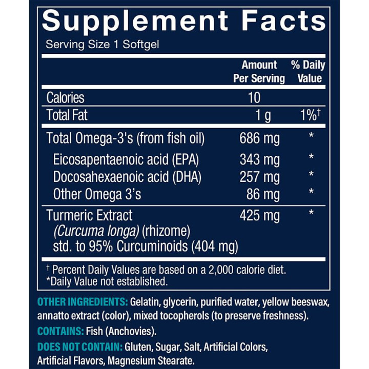 Vthrive Omega-3 EPA/DHA 600mg w/Turmeric 424mg (60 soft)