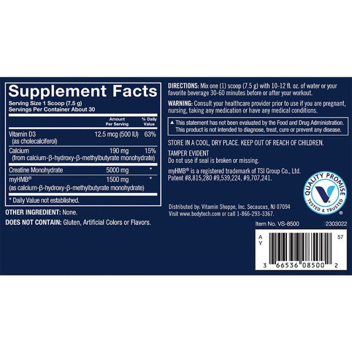 Creatine + HMB Powder Unflavored (30 serv)