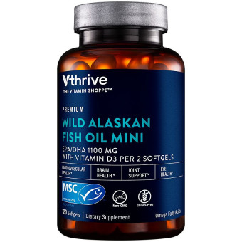 Vthrive Premium Wild Alaskan Fish Oil Minis w/ Vitamin D - EPA/DHA 1,100 mg  (120 Soft)