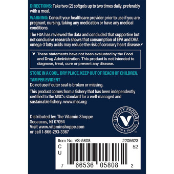 Vthrive Premium Wild Alaskan Fish Oil Minis w/ Vitamin D - EPA/DHA 1,100 mg  (120 Soft)