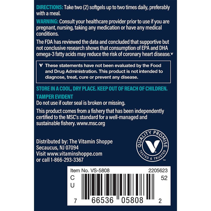 Vthrive Premium Wild Alaskan Fish Oil Minis w/ Vitamin D - EPA/DHA 1,100 mg  (120 Soft)