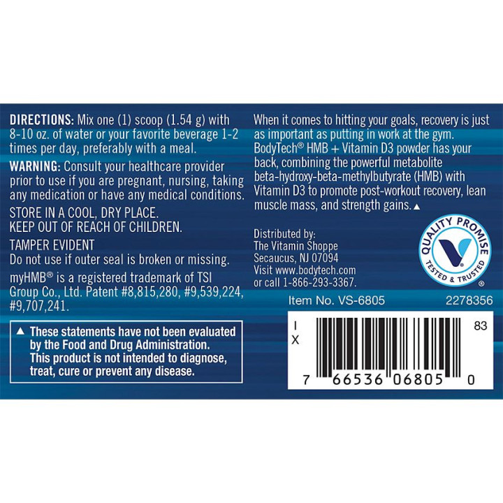HMB + Vitamin D3 Powder Unflavored (60 serv)