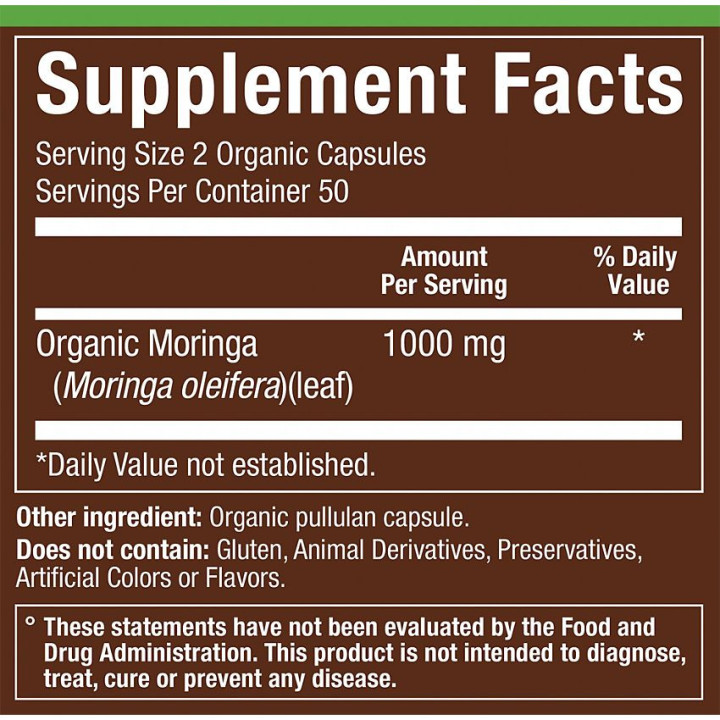Plnt Organic Moringa 1000 mg (100 cap)