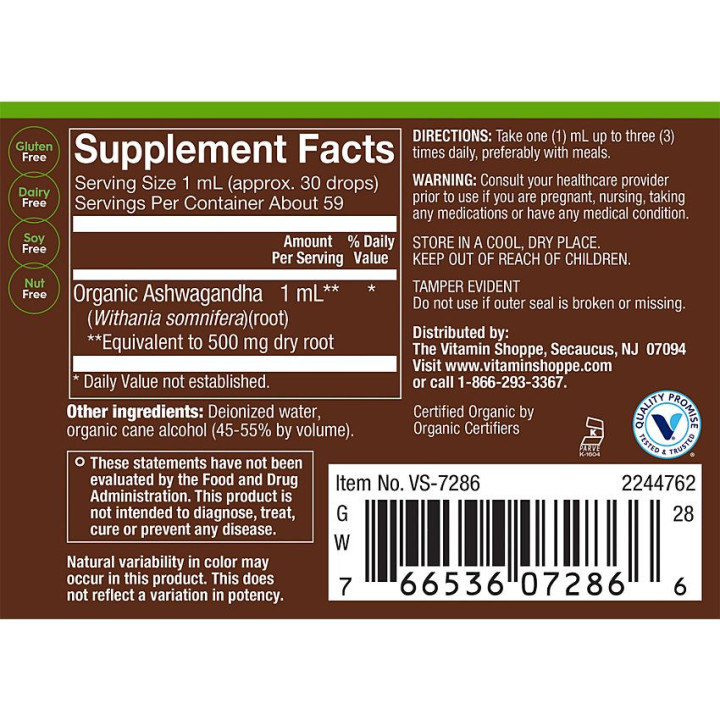 Plnt Organic Liquid Ashwagandha (2 fl oz)