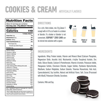 Isopure Zero Carb Cookies & Cream (44 serv) 3 lb