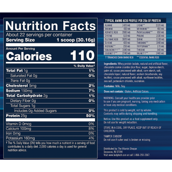 Whey Protein Isolate Cookies & Cream (22 serv) 1.5 lb