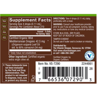 Plnt Organic Oil Of Oregano 80% Carvacrol (1 fl oz)