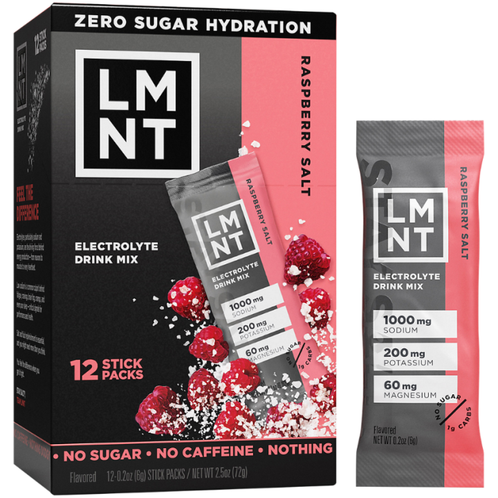 LMNT Electrolyte Drink Mix Raspberry Salt (12 stick packs)