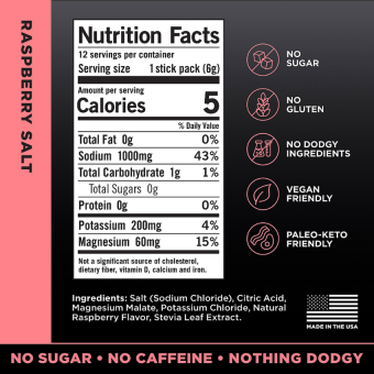 LMNT Electrolyte Drink Mix Raspberry Salt (12 stick packs)