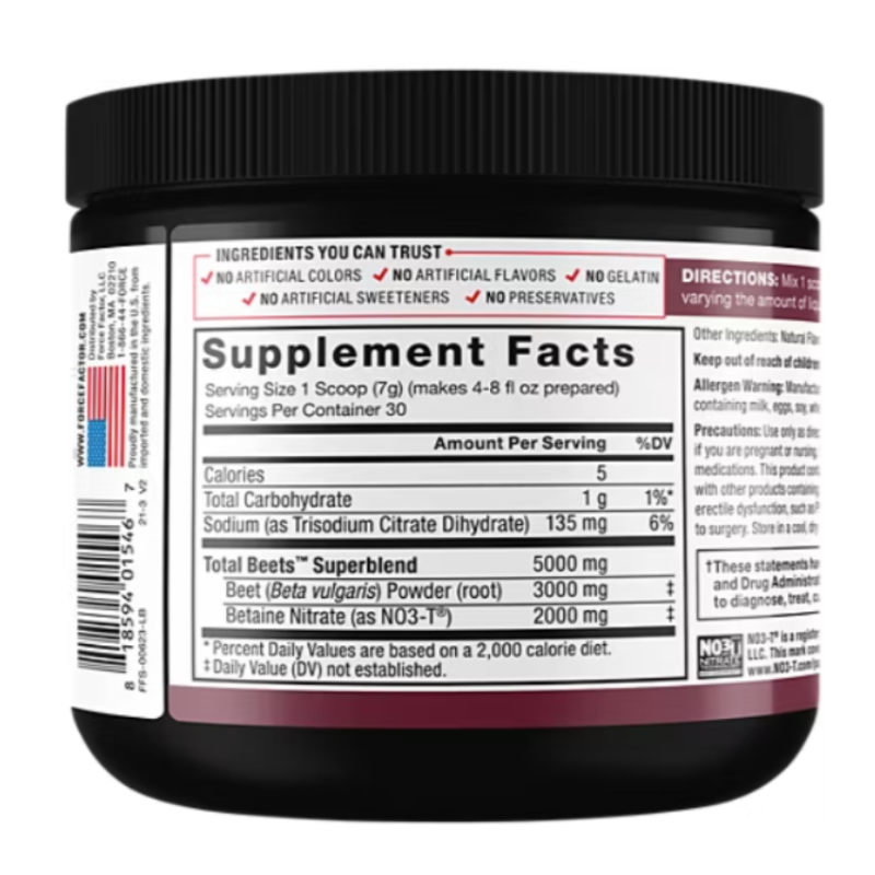 Force Factor Total Beets Original Powder Pomegranate (30 serv)