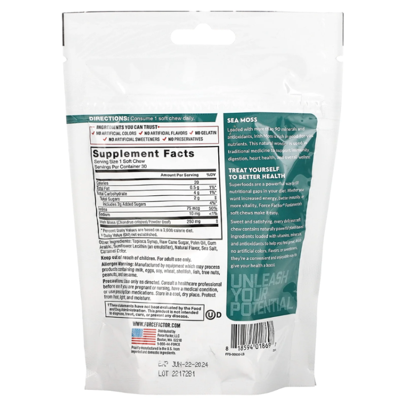 Force Factor Sea Moss Soft  Salted Caramel (30 chews)