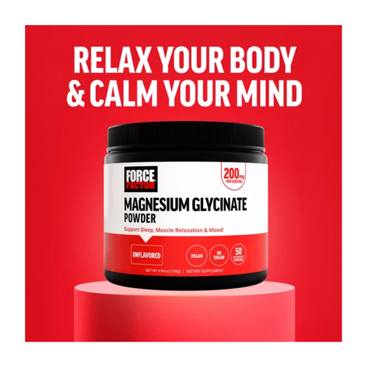 Force Factor Magnesium Glycinate Powder Unflavored 200 mg (50 serv)