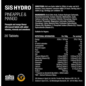SIS Vitamin B + Electrolyte Tablets Pineapple Mango (20 tab)