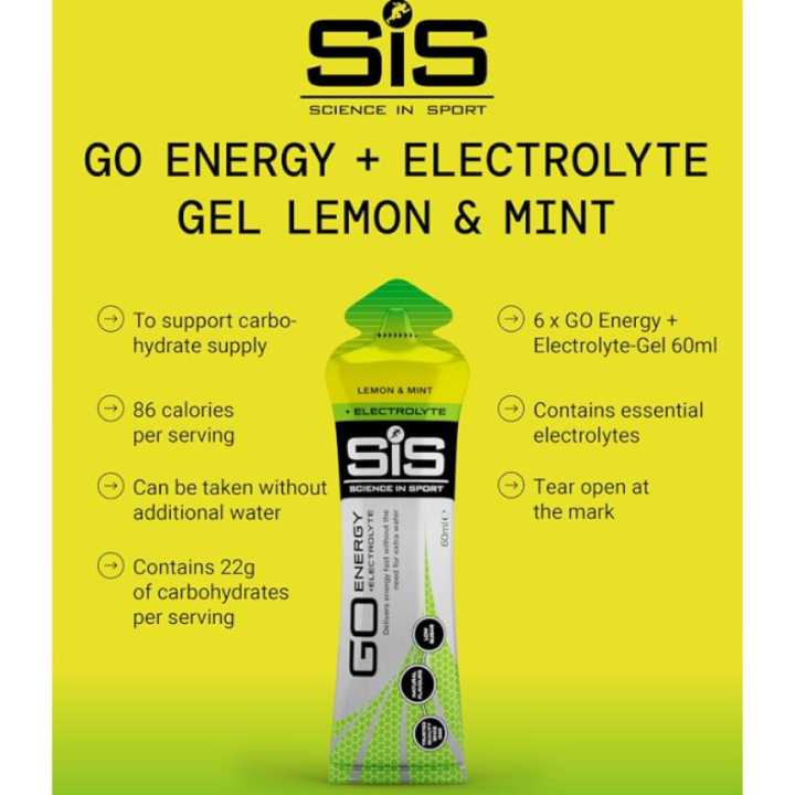 SIS Isotonic Energy Gel + Electrolytes Lemon & Mint (1 gel)
