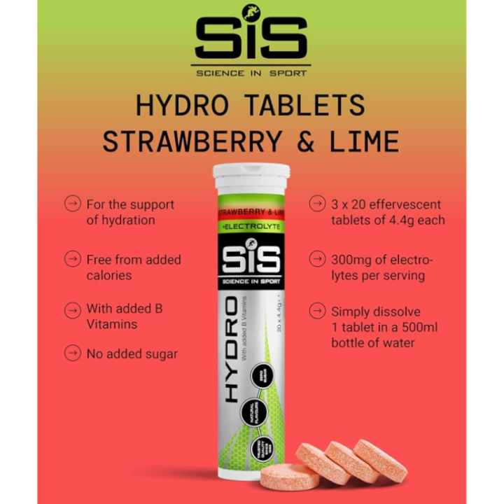 SIS Vitamin B + Electrolyte Tablets Strawberry Lime (20 tab)