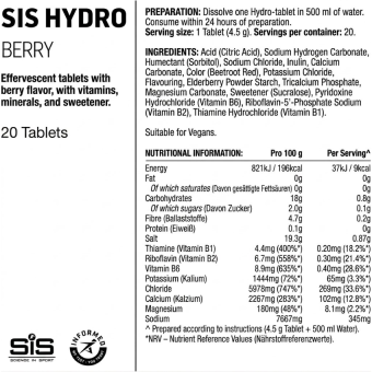 SIS Vitamin B + Electrolyte Tablets Berry (20 tab)