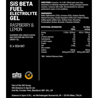 SIS Beta Fuel Gel Rapsberry & Lemon + Electrolyte (1 gel)