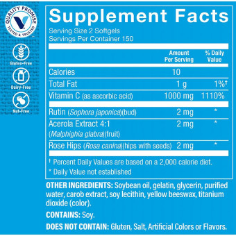 Vitamina C Fácil de Tragar 1000 mg en 2 softgels (300 soft)