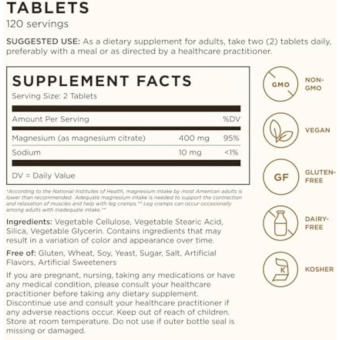 Solgar Magnesium Citrate 400 mg (120 tabs)